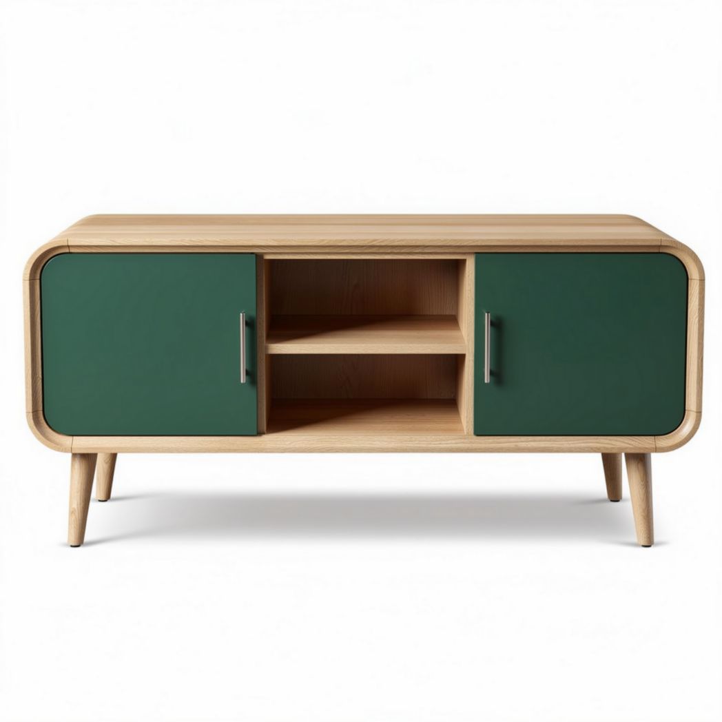 Meuble de salon en bois avec portes vertes dimensions 150 x 40 x 60cm