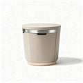 Poubelle de cuisine en plastique beige avec couvercle en acier inoxydable 30 x 30 x 40cm