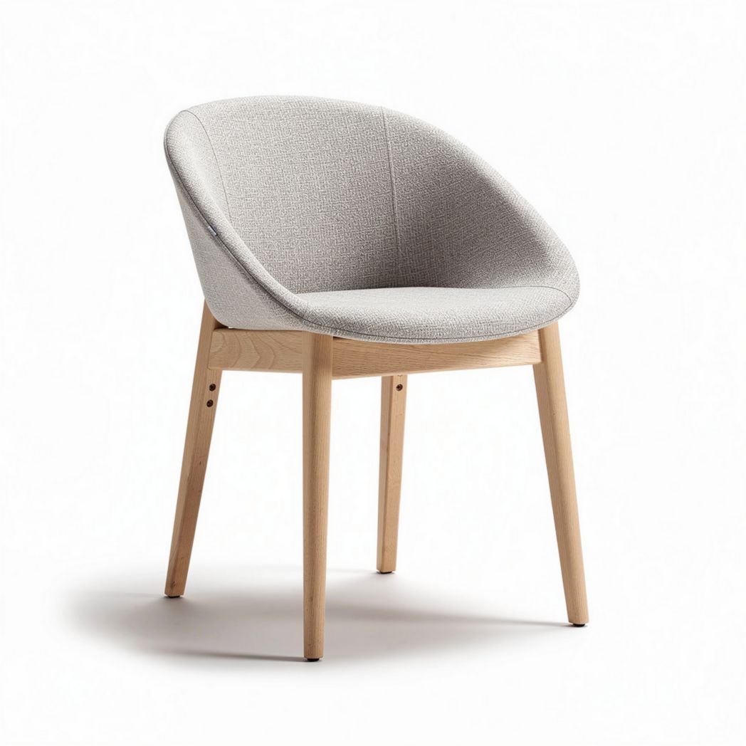 Fauteuil en tissu gris clair avec structure en bois 75 x 65 x 80cm