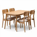 Table en bois avec quatre chaises rembourrées dimensions 150 x 90 x 75 cm
