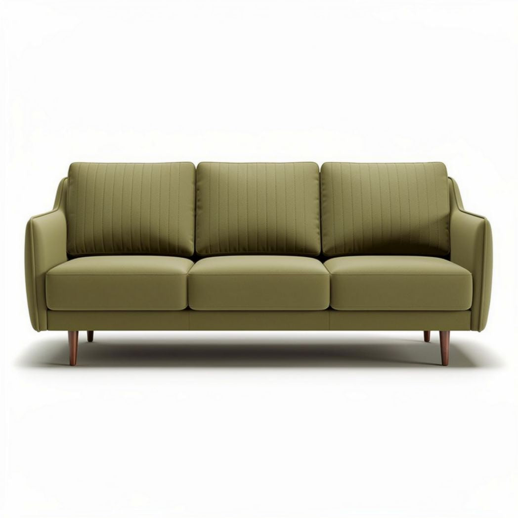 Canapé en tissu vert olive avec coussins rembourrés 200 x 85 x 90cm