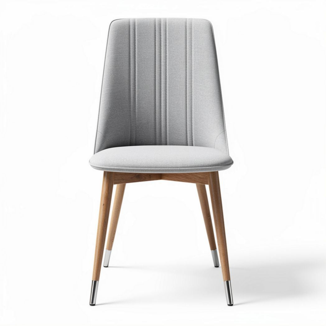 Chaise en tissu gris avec pieds en bois 45 x 50 x 90cm pour salle à manger