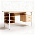 Bureau en bois avec rangement intégré 150 x 75 x 75 cm couleur chêne naturel