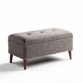 Banc de rangement en tissu gris 100 x 45 x 40cm avec pieds en bois