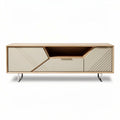 Meuble tv en bois avec tiroirs design géométrique 150 x 40 x 50cm